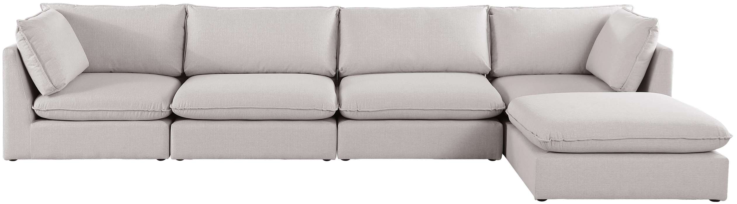 Meridian Furniture - Mackenzie 160" Beige Linen Textured Fabric Upholstered 5pc. Sectional - 688Beige-Sec5B - GreatFurnitureDeal