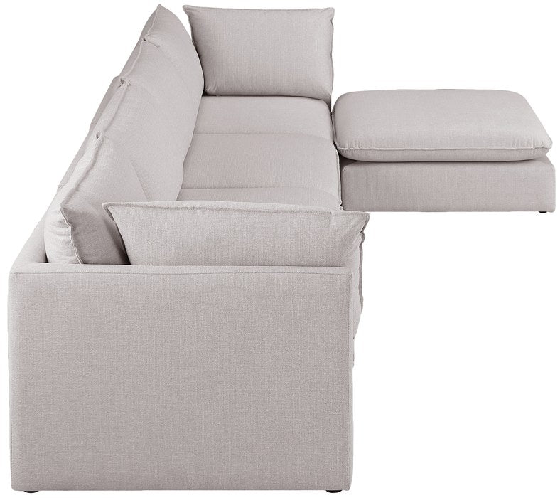 Meridian Furniture - Mackenzie 160" Beige Linen Textured Fabric Upholstered 5pc. Sectional - 688Beige-Sec5B - GreatFurnitureDeal