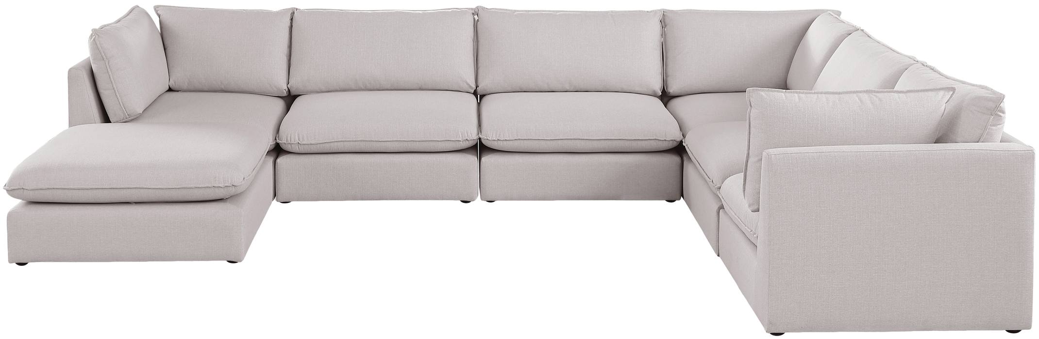 Meridian Furniture - Mackenzie 160" Beige Linen Textured Fabric Upholstered 7pc. Sectional - 688Beige-Sec7B - GreatFurnitureDeal