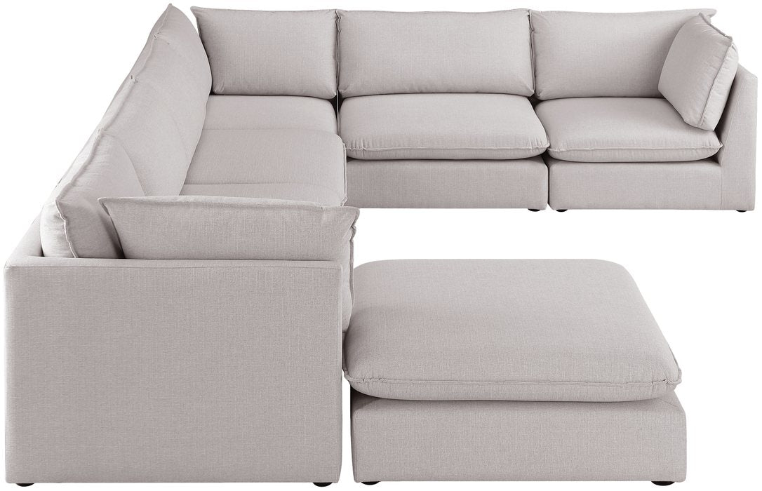Meridian Furniture - Mackenzie 160" Beige Linen Textured Fabric Upholstered 7pc. Sectional - 688Beige-Sec7B - GreatFurnitureDeal