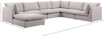 Meridian Furniture - Mackenzie 160" Beige Linen Textured Fabric Upholstered 7pc. Sectional - 688Beige-Sec7B - GreatFurnitureDeal