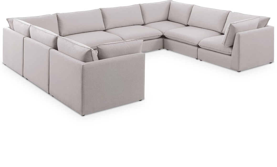 Meridian Furniture - Mackenzie 160" Beige Linen Textured Fabric Upholstered 8pc. Sectional - 688Beige-Sec8A - GreatFurnitureDeal