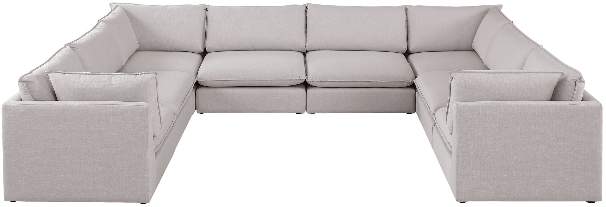 Meridian Furniture - Mackenzie 160" Beige Linen Textured Fabric Upholstered 8pc. Sectional - 688Beige-Sec8A - GreatFurnitureDeal