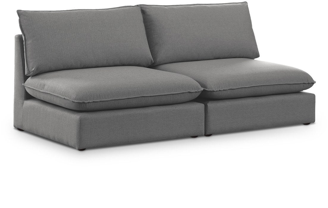 Meridian Furniture - Mackenzie 80" Grey Linen Textured Fabric Upholstered 2pc. Armless Sofa - 688Grey-S80A - GreatFurnitureDeal