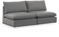 Meridian Furniture - Mackenzie 80" Grey Linen Textured Fabric Upholstered 2pc. Armless Sofa - 688Grey-S80A - GreatFurnitureDeal