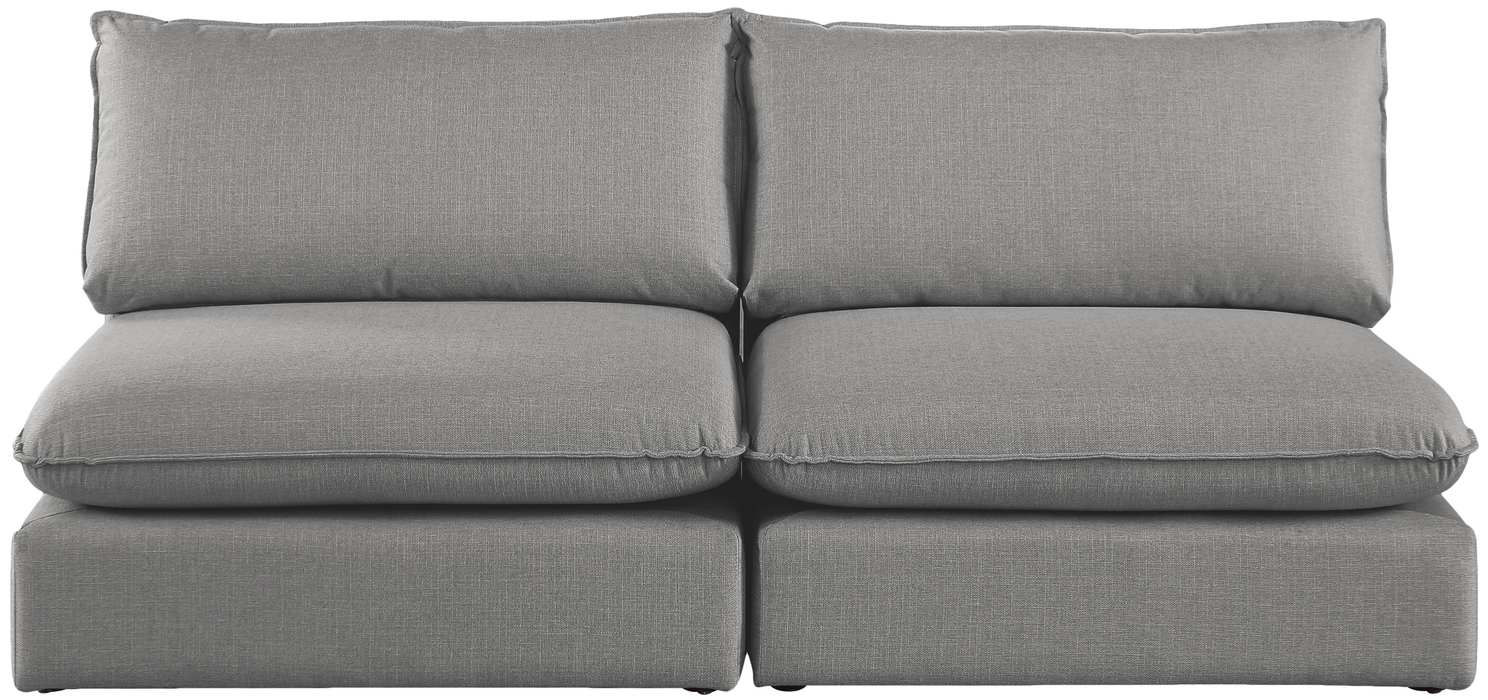 Meridian Furniture - Mackenzie 80" Grey Linen Textured Fabric Upholstered 2pc. Armless Sofa - 688Grey-S80A - GreatFurnitureDeal
