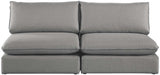 Meridian Furniture - Mackenzie 80" Grey Linen Textured Fabric Upholstered 2pc. Armless Sofa - 688Grey-S80A - GreatFurnitureDeal