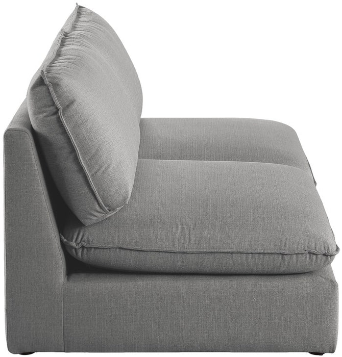 Meridian Furniture - Mackenzie 80" Grey Linen Textured Fabric Upholstered 2pc. Armless Sofa - 688Grey-S80A - GreatFurnitureDeal
