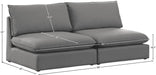 Meridian Furniture - Mackenzie 80" Grey Linen Textured Fabric Upholstered 2pc. Armless Sofa - 688Grey-S80A - GreatFurnitureDeal