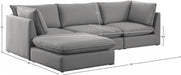 Meridian Furniture - Mackenzie 120" Grey Linen Textured Fabric Upholstered 4pc. Sectional - 688Grey-Sec4B - GreatFurnitureDeal