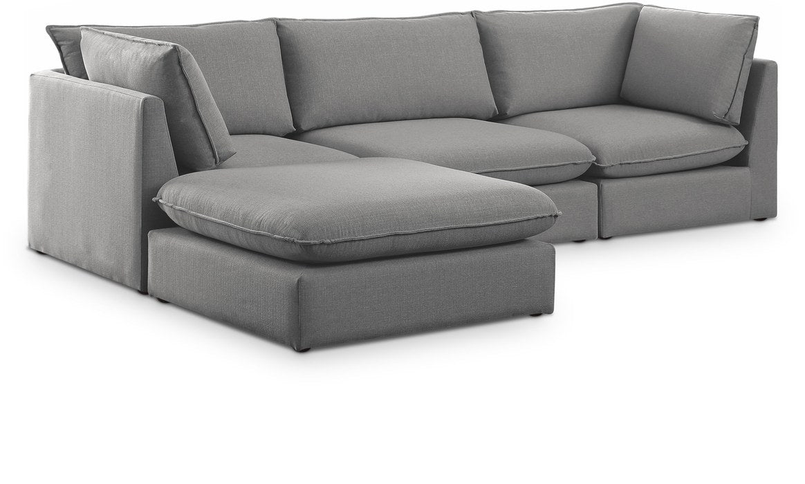 Meridian Furniture - Mackenzie 120" Grey Linen Textured Fabric Upholstered 4pc. Sectional - 688Grey-Sec4B - GreatFurnitureDeal
