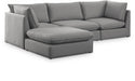 Meridian Furniture - Mackenzie 120" Grey Linen Textured Fabric Upholstered 4pc. Sectional - 688Grey-Sec4B - GreatFurnitureDeal