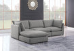 Meridian Furniture - Mackenzie 120" Grey Linen Textured Fabric Upholstered 4pc. Sectional - 688Grey-Sec4B - GreatFurnitureDeal