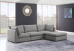 Meridian Furniture - Mackenzie 120" Grey Linen Textured Fabric Upholstered 4pc. Sectional - 688Grey-Sec4B - GreatFurnitureDeal