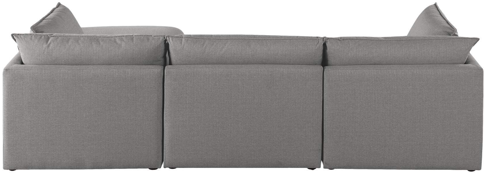 Meridian Furniture - Mackenzie 120" Grey Linen Textured Fabric Upholstered 4pc. Sectional - 688Grey-Sec4B - GreatFurnitureDeal