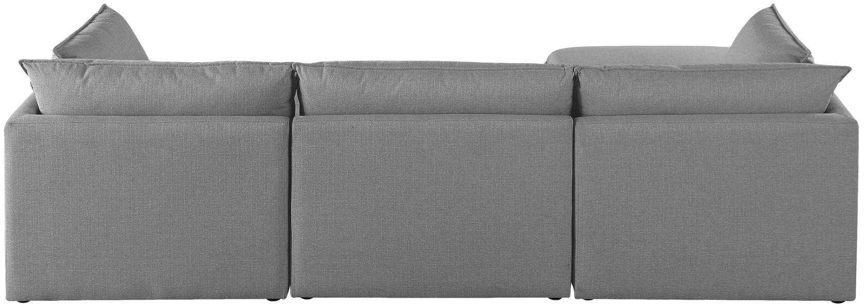 Meridian Furniture - Mackenzie 120" Grey Linen Textured Fabric Upholstered 4pc. Sectional - 688Grey-Sec4B - GreatFurnitureDeal