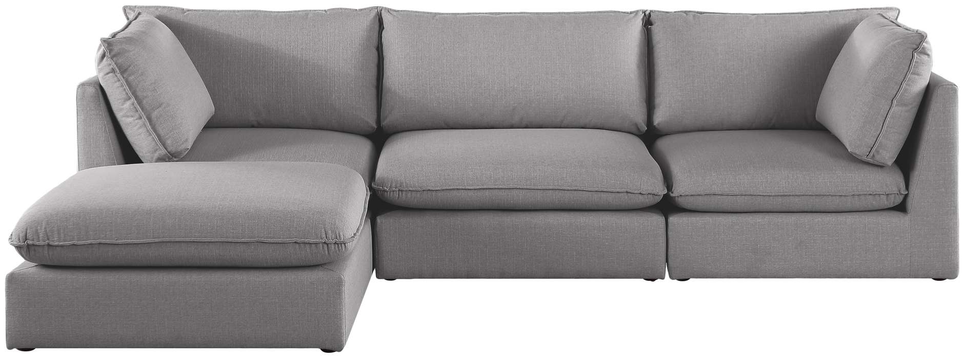 Meridian Furniture - Mackenzie 120" Grey Linen Textured Fabric Upholstered 4pc. Sectional - 688Grey-Sec4B - GreatFurnitureDeal