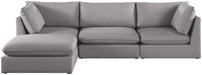 Meridian Furniture - Mackenzie 120" Grey Linen Textured Fabric Upholstered 4pc. Sectional - 688Grey-Sec4B - GreatFurnitureDeal