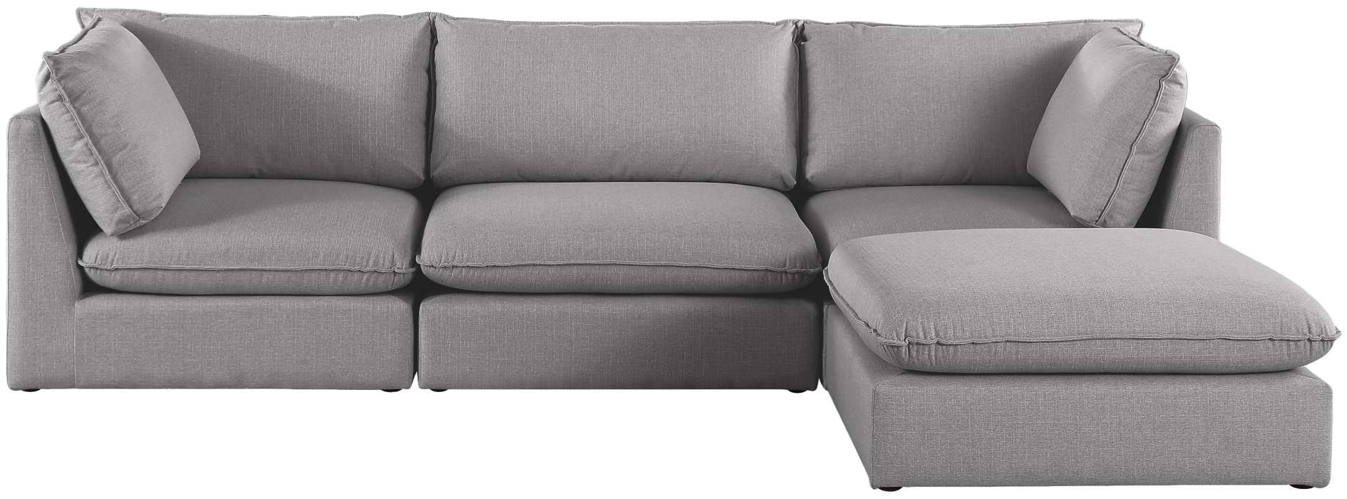 Meridian Furniture - Mackenzie 120" Grey Linen Textured Fabric Upholstered 4pc. Sectional - 688Grey-Sec4B - GreatFurnitureDeal