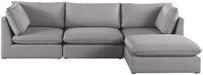 Meridian Furniture - Mackenzie 120" Grey Linen Textured Fabric Upholstered 4pc. Sectional - 688Grey-Sec4B - GreatFurnitureDeal