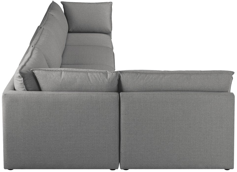 Meridian Furniture - Mackenzie 160" Grey Linen Textured Fabric Upholstered 5pc. Sectional - 688Grey-Sec5A - GreatFurnitureDeal