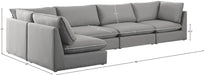 Meridian Furniture - Mackenzie 160" Grey Linen Textured Fabric Upholstered 5pc. Sectional - 688Grey-Sec5A - GreatFurnitureDeal