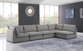 Meridian Furniture - Mackenzie 160" Grey Linen Textured Fabric Upholstered 5pc. Sectional - 688Grey-Sec5A - GreatFurnitureDeal