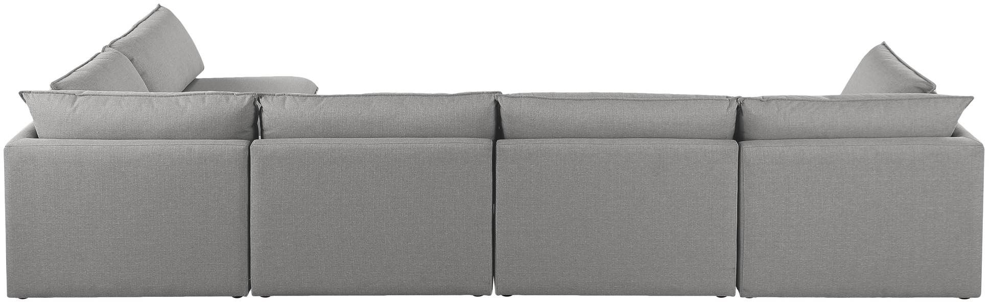 Meridian Furniture - Mackenzie 160" Grey Linen Textured Fabric Upholstered 5pc. Sectional - 688Grey-Sec5A - GreatFurnitureDeal