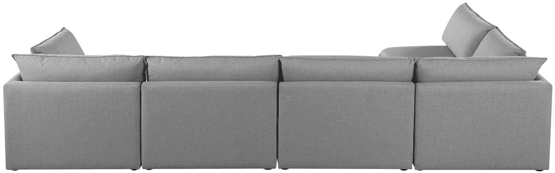 Meridian Furniture - Mackenzie 160" Grey Linen Textured Fabric Upholstered 5pc. Sectional - 688Grey-Sec5A - GreatFurnitureDeal