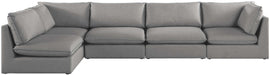 Meridian Furniture - Mackenzie 160" Grey Linen Textured Fabric Upholstered 5pc. Sectional - 688Grey-Sec5A - GreatFurnitureDeal