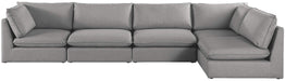 Meridian Furniture - Mackenzie 160" Grey Linen Textured Fabric Upholstered 5pc. Sectional - 688Grey-Sec5A - GreatFurnitureDeal