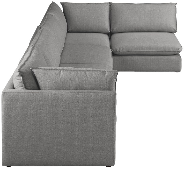Meridian Furniture - Mackenzie 160" Grey Linen Textured Fabric Upholstered 5pc. Sectional - 688Grey-Sec5A - GreatFurnitureDeal