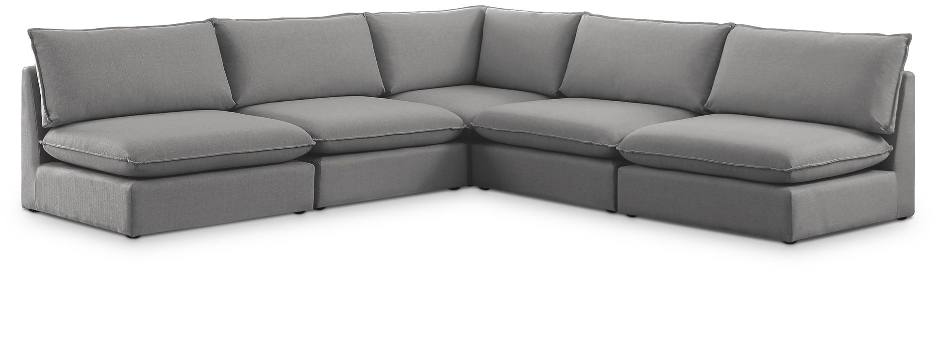 Meridian Furniture - Mackenzie 120" Grey Linen Textured Fabric Upholstered 5pc. Sectional - 688Grey-Sec5C - GreatFurnitureDeal