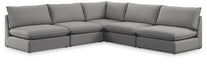 Meridian Furniture - Mackenzie 120" Grey Linen Textured Fabric Upholstered 5pc. Sectional - 688Grey-Sec5C - GreatFurnitureDeal