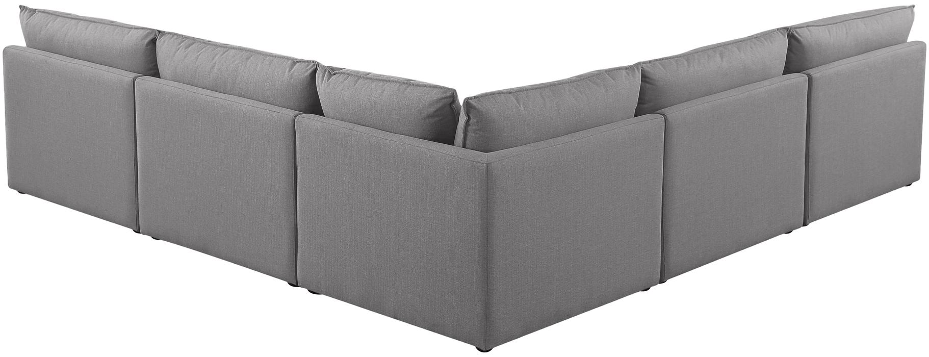 Meridian Furniture - Mackenzie 120" Grey Linen Textured Fabric Upholstered 5pc. Sectional - 688Grey-Sec5C - GreatFurnitureDeal