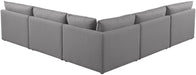 Meridian Furniture - Mackenzie 120" Grey Linen Textured Fabric Upholstered 5pc. Sectional - 688Grey-Sec5C - GreatFurnitureDeal