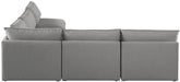 Meridian Furniture - Mackenzie 120" Grey Linen Textured Fabric Upholstered 5pc. Sectional - 688Grey-Sec5C - GreatFurnitureDeal
