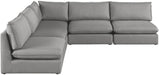 Meridian Furniture - Mackenzie 120" Grey Linen Textured Fabric Upholstered 5pc. Sectional - 688Grey-Sec5C - GreatFurnitureDeal