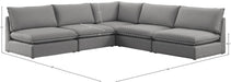 Meridian Furniture - Mackenzie 120" Grey Linen Textured Fabric Upholstered 5pc. Sectional - 688Grey-Sec5C - GreatFurnitureDeal