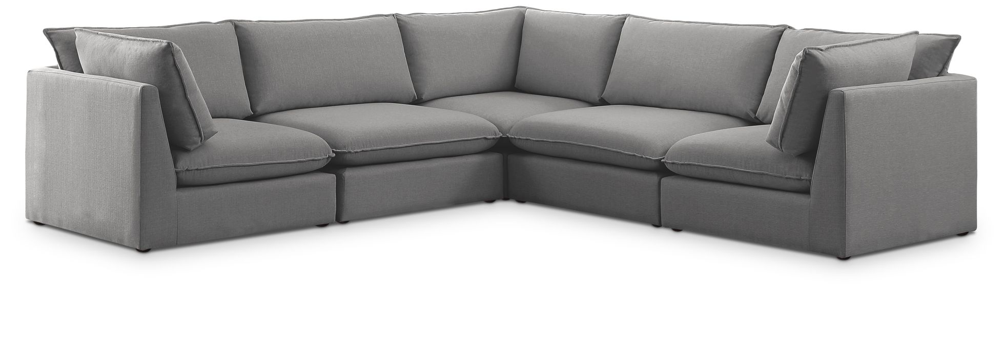 Meridian Furniture - Mackenzie 120" Grey Linen Textured Fabric Upholstered 5pc. Sectional - 688Grey-Sec5D - GreatFurnitureDeal