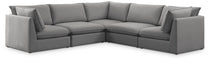 Meridian Furniture - Mackenzie 120" Grey Linen Textured Fabric Upholstered 5pc. Sectional - 688Grey-Sec5D - GreatFurnitureDeal