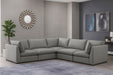 Meridian Furniture - Mackenzie 120" Grey Linen Textured Fabric Upholstered 5pc. Sectional - 688Grey-Sec5D - GreatFurnitureDeal