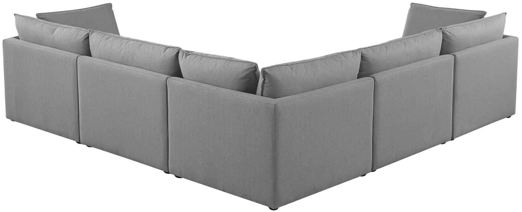 Meridian Furniture - Mackenzie 120" Grey Linen Textured Fabric Upholstered 5pc. Sectional - 688Grey-Sec5D - GreatFurnitureDeal