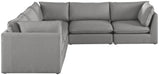 Meridian Furniture - Mackenzie 120" Grey Linen Textured Fabric Upholstered 5pc. Sectional - 688Grey-Sec5D - GreatFurnitureDeal