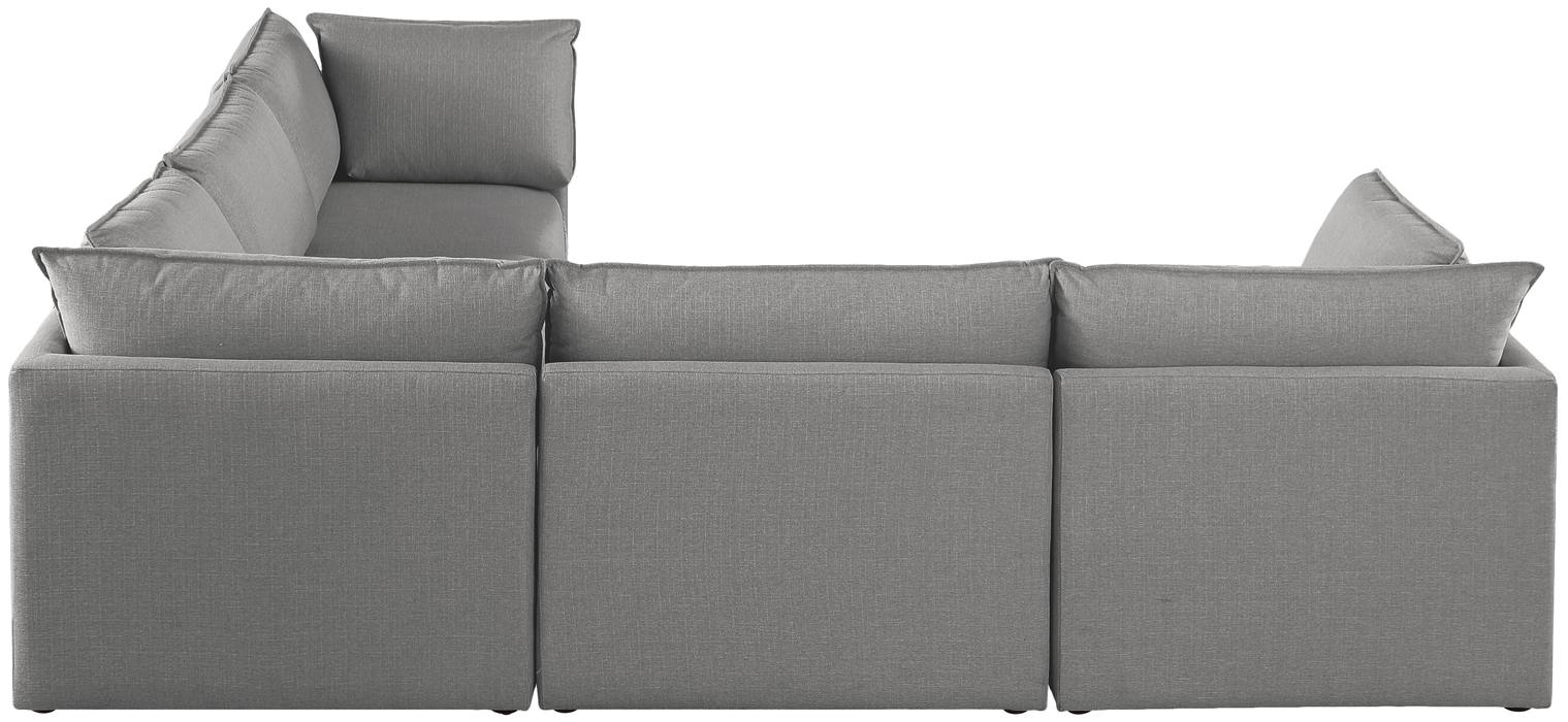 Meridian Furniture - Mackenzie 120" Grey Linen Textured Fabric Upholstered 5pc. Sectional - 688Grey-Sec5D - GreatFurnitureDeal