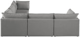 Meridian Furniture - Mackenzie 120" Grey Linen Textured Fabric Upholstered 5pc. Sectional - 688Grey-Sec5D - GreatFurnitureDeal