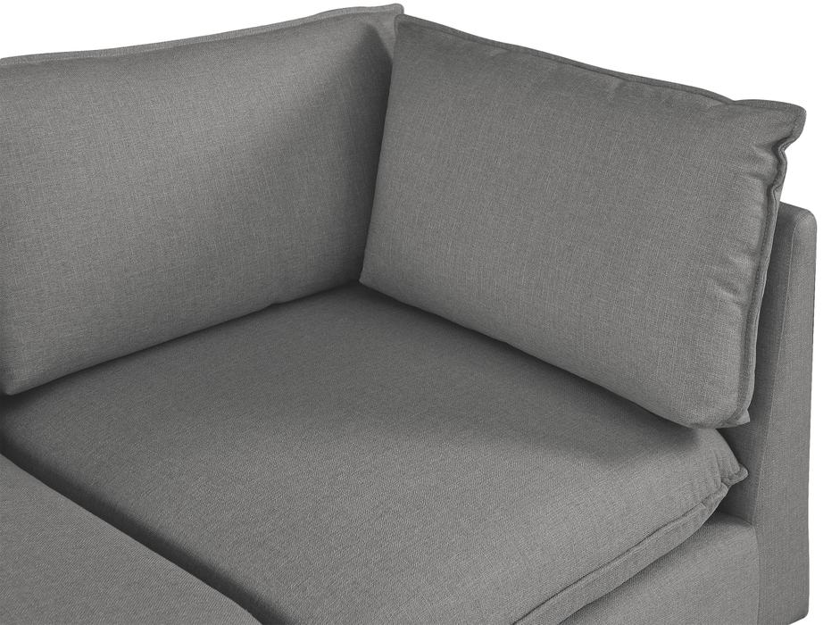 Meridian Furniture - Mackenzie 120" Grey Linen Textured Fabric Upholstered 5pc. Sectional - 688Grey-Sec5D - GreatFurnitureDeal