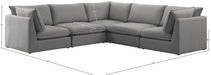 Meridian Furniture - Mackenzie 120" Grey Linen Textured Fabric Upholstered 5pc. Sectional - 688Grey-Sec5D - GreatFurnitureDeal