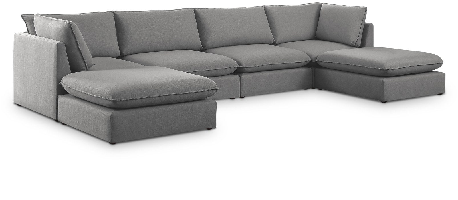 Meridian Furniture - Mackenzie 160" Grey Linen Textured Fabric Upholstered 6pc. Sectional - 688Grey-Sec6B - GreatFurnitureDeal