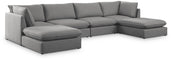 Meridian Furniture - Mackenzie 160" Grey Linen Textured Fabric Upholstered 6pc. Sectional - 688Grey-Sec6B - GreatFurnitureDeal